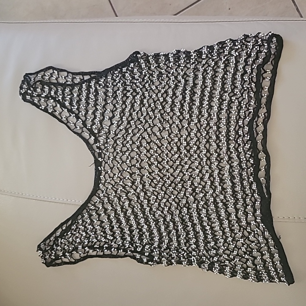 VTG Pearl Beaded Sheer Crop Top SZ S